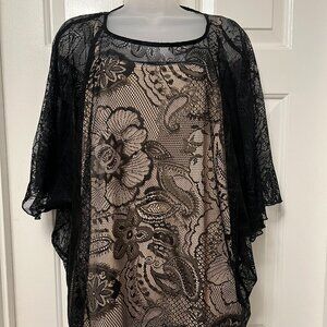 Simonton Says Black Lace Overlay w/Nude Camisole